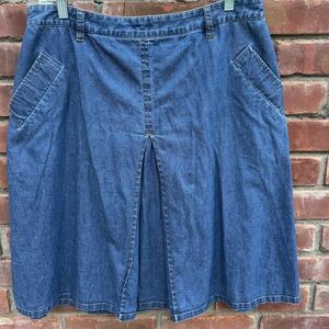 Isaac Mizrahi A-Line Denim chambray Blue Skirt women’s size 16 midi length